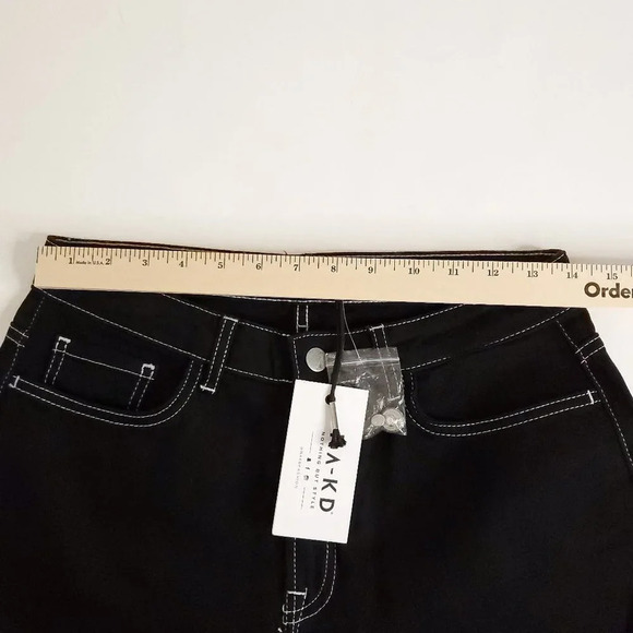 NA-KD Highwaist Denim Culotte Women Size 40 Jeans in Midnight Black Lightweight - Picture 12 of 14